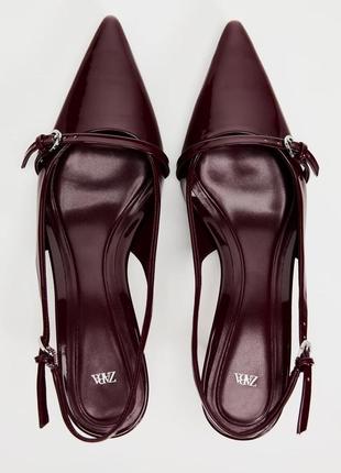 Туфлі човники на підборах бордо zara new3 фото