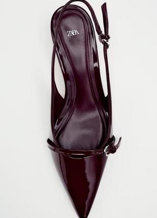 Туфлі човники на підборах бордо zara new5 фото