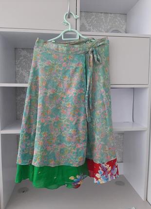Шелковая юбка на запах2 фото