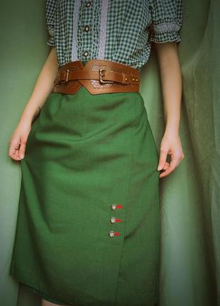 Костюм комплект женский австрийский баварский винтажный в винтажном стиле винтаж юбка и + блуза рубашка в клетку эльфийский5 фото