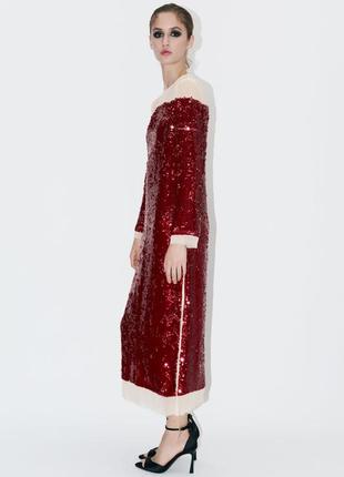 Zara червона сукня в пайетки, s, m5 фото
