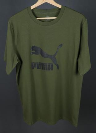 Мужская футболка хаки с принтом puma собственный пошив2 фото