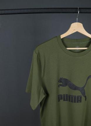 Мужская футболка хаки с принтом puma собственный пошив3 фото