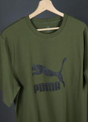 Мужская футболка хаки с принтом puma собственный пошив4 фото