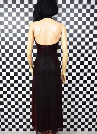 Платье винтажное с переливом плиссе халтер вечернее длинное с разрезом9 фото