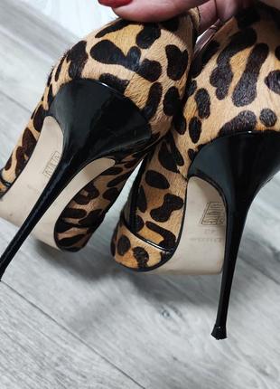 Кожаные туфли, баттильоны с ворсом, леопардовый принт 40р.8 фото