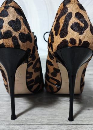 Кожаные туфли, баттильоны с ворсом, леопардовый принт 40р.6 фото