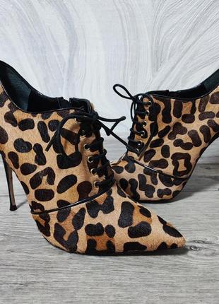 Кожаные туфли, баттильоны с ворсом, леопардовый принт 40р.1 фото