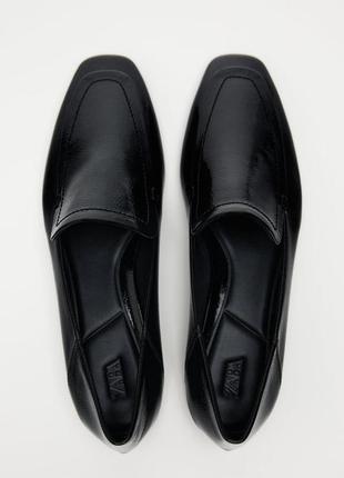 Лаковані чорні туфлі-лофери zara new5 фото