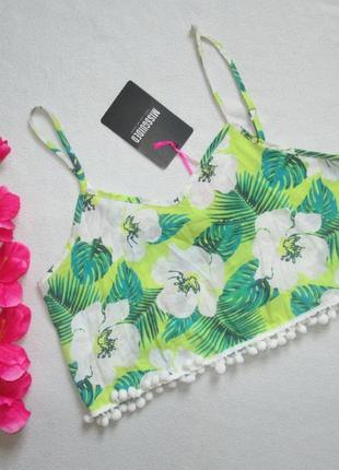 Суперовый летний набор кроп-топ + шорты в цветочный принт с помпонами мissguided.5 фото