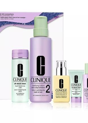 Подарочный набор 6 продуктов clinique
great skin everywhere 3-step skincare set for dry skin