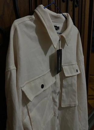 Белая рубашка оверсайз, пальто, плотная рубашка, сорочка3 фото