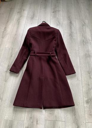 Пальто бордового цвета осень весна размер xs s шерстяная шерсть4 фото