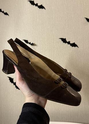 Вінтажні туфлі босоніжки ретро вінтаж замша