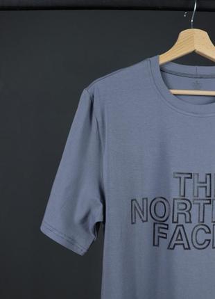 Мужская футболка серо-синяя с принтом the north face собственный пошив2 фото