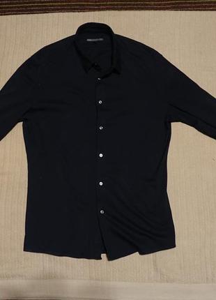 Лаконичная приталенная черная трикотажная рубашка  drykorn for beautiful peoples германия l2 фото