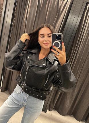 Zara чорна вкорочена косуха оверсайз зара