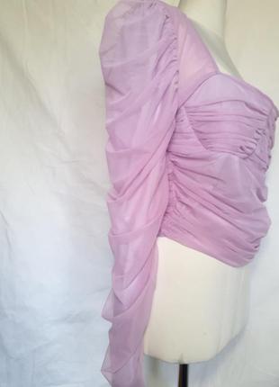 Новая женская брендовая летняя блузка, прозрачная сиреневая блуза топ сетка  для танцев фотосессия3 фото
