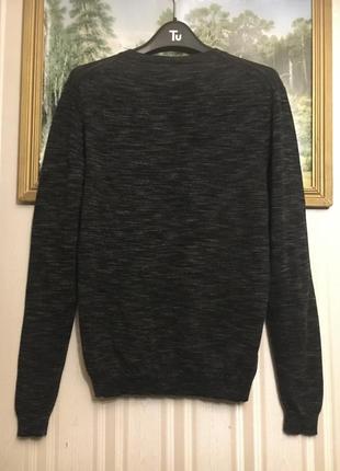 Меланжевый серый  пуловер next премиум 100% шерсть мериноса2 фото