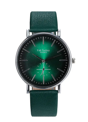 Кварцевые женские наручные часы с зеленым ремешком код 597