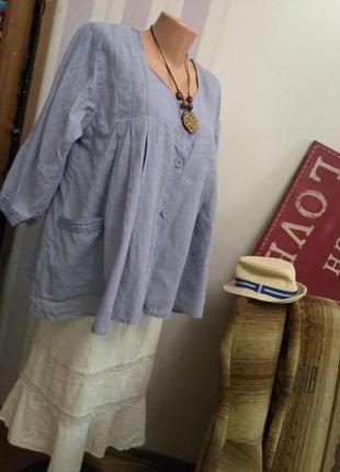 100& льон💙, блуза, сорочка, блакитного кольору, великий розмір, етно стиль бохо