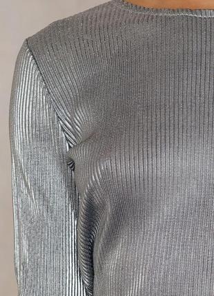 Срібна блузка плісе5 фото