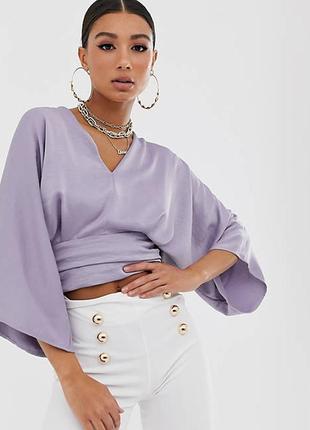 Атласна лілова блузка asos disign