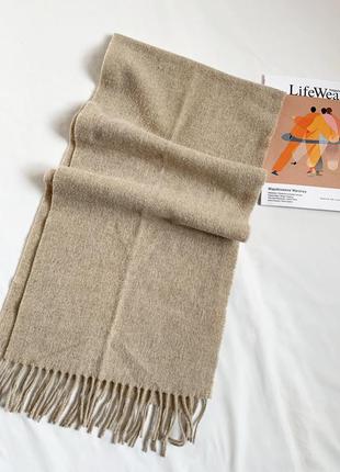 Шарф, базовый, бежевый, шерстяной, шерсть, camel