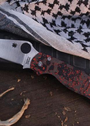 Нож spyderco smkw exclusive paramilitary 2 3.44" compression lock folder / fatcarbon lava flow / black m4