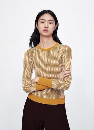 Светр zara knit гірчичний джемпер