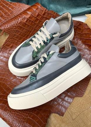 Эксклюзивные кроссовки женские из натуральной итальянской кожи и замши женские