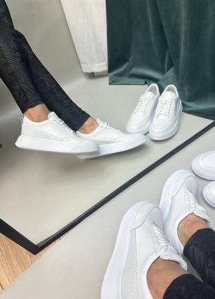 Стильные кроссовки из натуральной итальянской кожи и замши женские3 фото