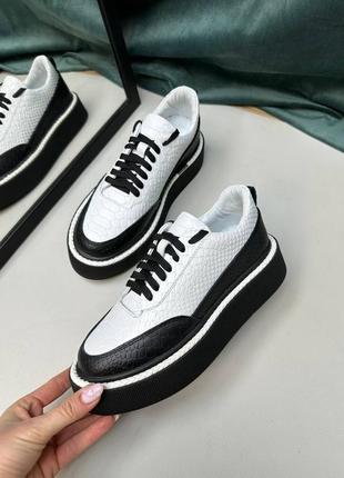 Стильные кроссовки из натуральной итальянской кожи и замши женские9 фото