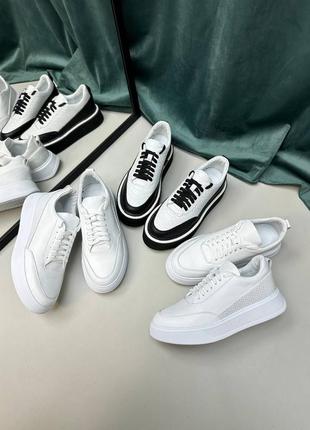 Стильные кроссовки из натуральной итальянской кожи и замши женские7 фото