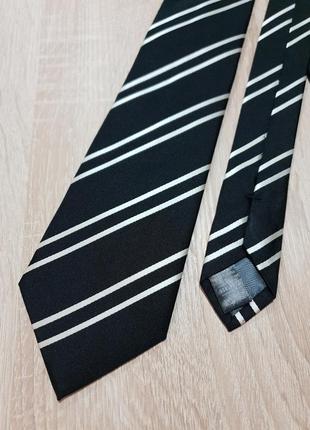Marks & spencer - краватка шовкова чорна у смужку - чоловіча галстук мужской