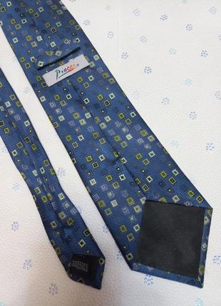 Шелк! тонкий галстук мужской синий в принт краватка piacci4 фото