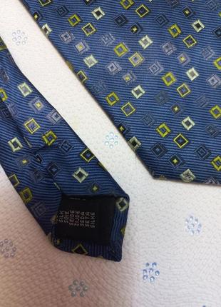 Шелк! тонкий галстук мужской синий в принт краватка piacci2 фото