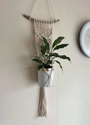 Макраме підвіс для квітів, панно, декор на стіну, підвісне кашпо4 фото