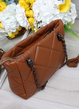 Женская стильная и качественная сумка из эко кожи рыжий5 фото