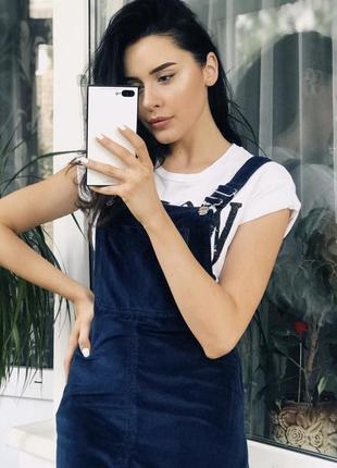 Синій сарафан велюровий від topshop moto