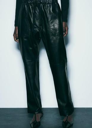 100% натурально шкіряні штани zara — джогери zw leather collection | 5479/248 в наявності s3 фото