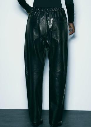 100% натурально шкіряні штани zara — джогери zw leather collection | 5479/248 в наявності s5 фото