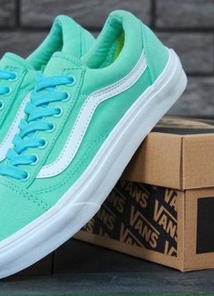 Кеды ванс олд скул мятные женские, vans Floral old skool mint white