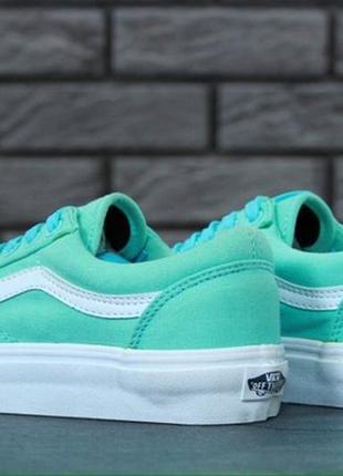 Кеды ванс олд скул мятные женские, vans old skool mint white3 фото