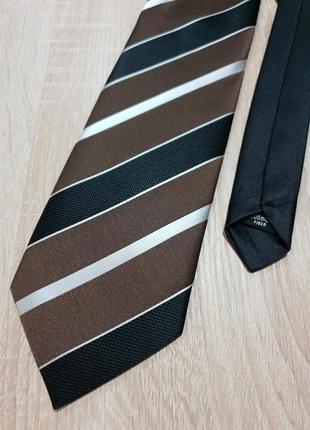 Pako lorento - краватка італія шовкова чорна коричнева у смужку - чоловіча галстук мужской1 фото
