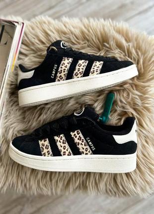 Шикарнезні жіночі кросівки adidas campus 00s black leopard чорні леопардові