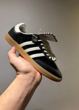 Женские кожаные кеды adidas samba x wales bonner black