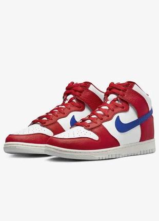 Кроссовки nike dunk high высокие красные белые2 фото