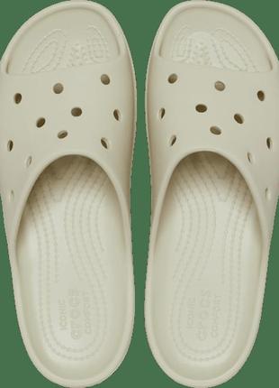 Crocs platform slide бежевые шлепанцы крокс.3 фото