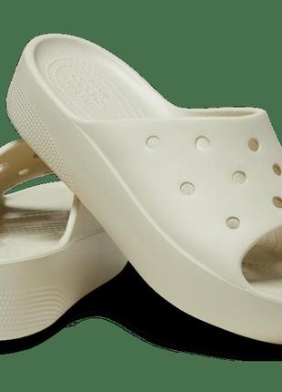 Crocs platform slide бежеві шльопанці крокс.